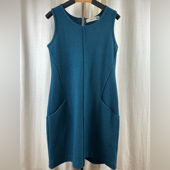 Sparrow by Anthropologie Blue Wool Mini Dress with Asymmetrical Pockets